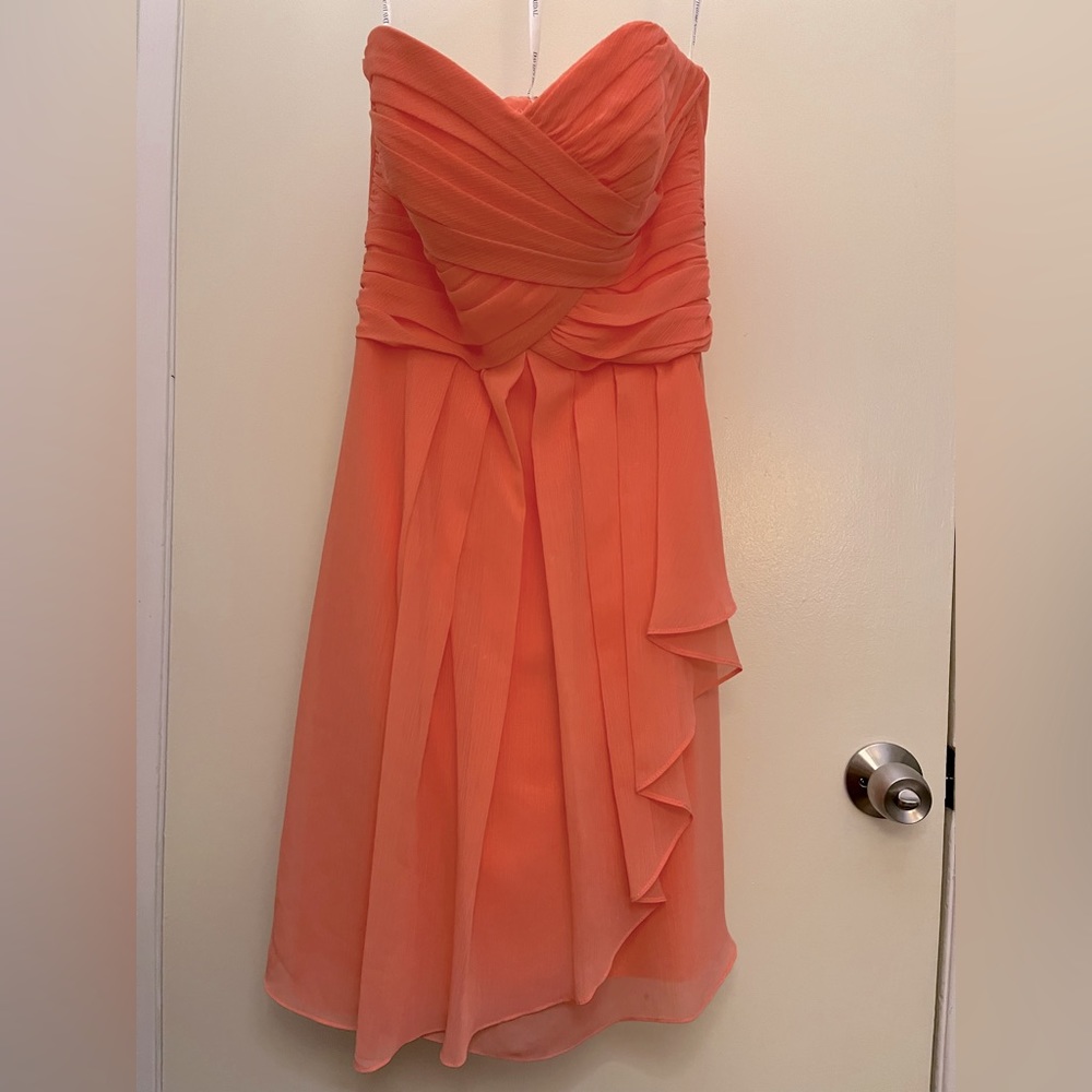 David’s Bridal Bridesmaid/Prom Strapless Dress Coral